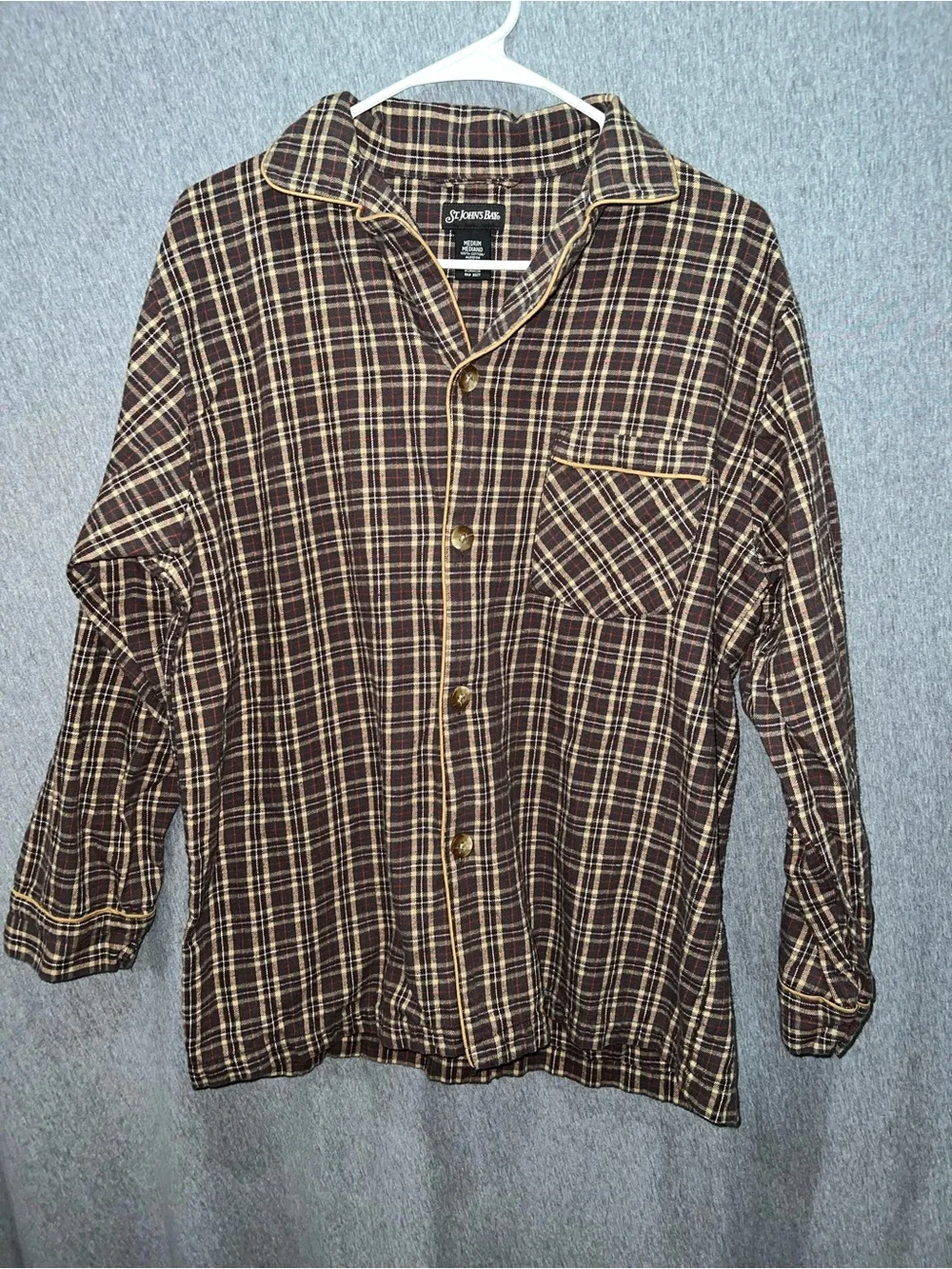 St. John's Bay Brown and Tan Plaid Button-Down Shirt